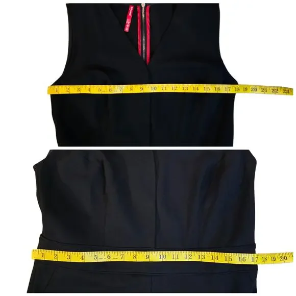 Spanx Perfect Sleeveless Jumpsuit Large Petite LP Black Stretch Ponte Knit Vneck - Picture 8 of 10